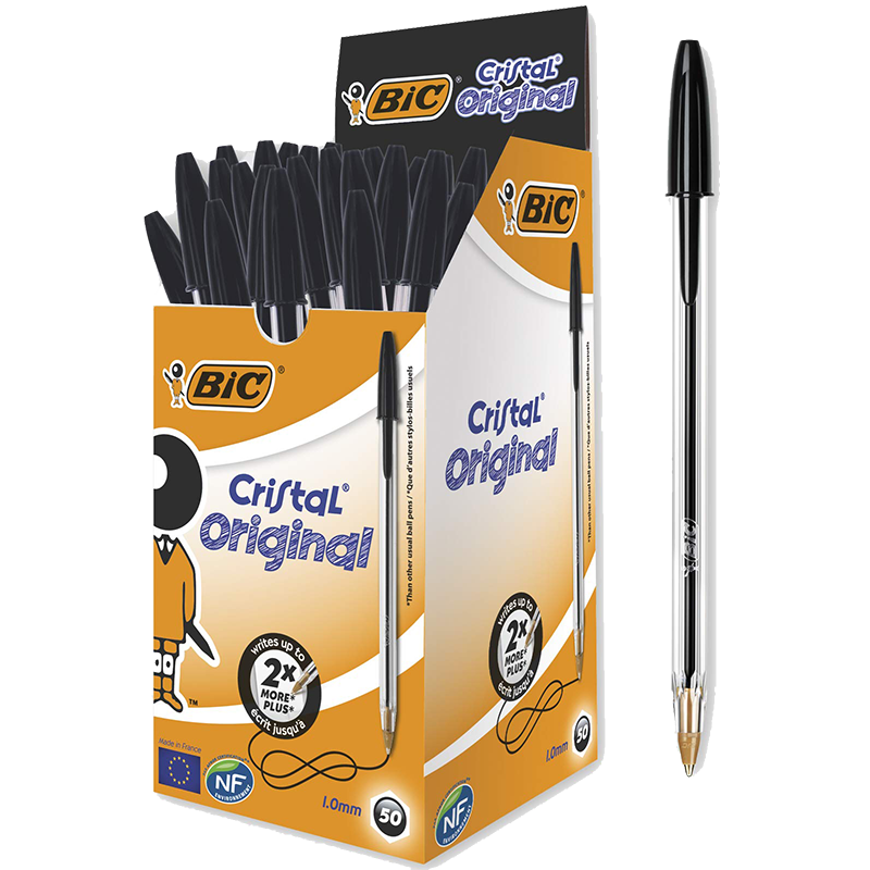 Lot de 50 stylos à bille Cristal original Noir